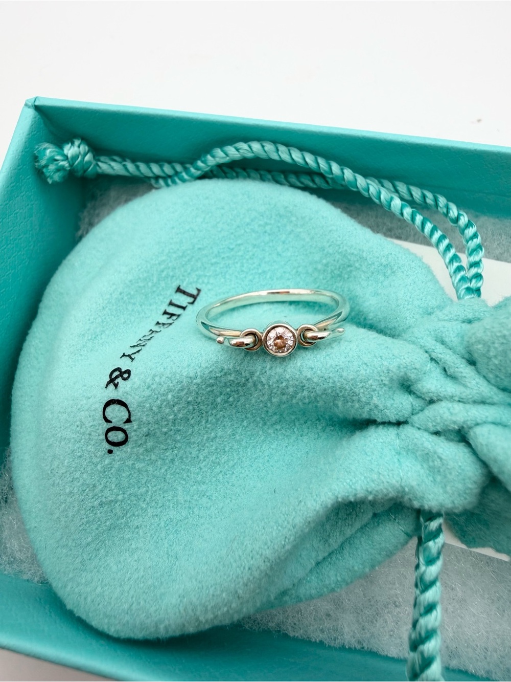 Tiffany & Co. Size 7.5 diamond swan ring in sterling silver